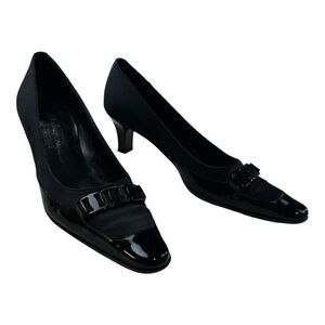 Salvatore Ferragamo Women's Densy Nero Patent Calf Pump Heel Shoes Black Size 8